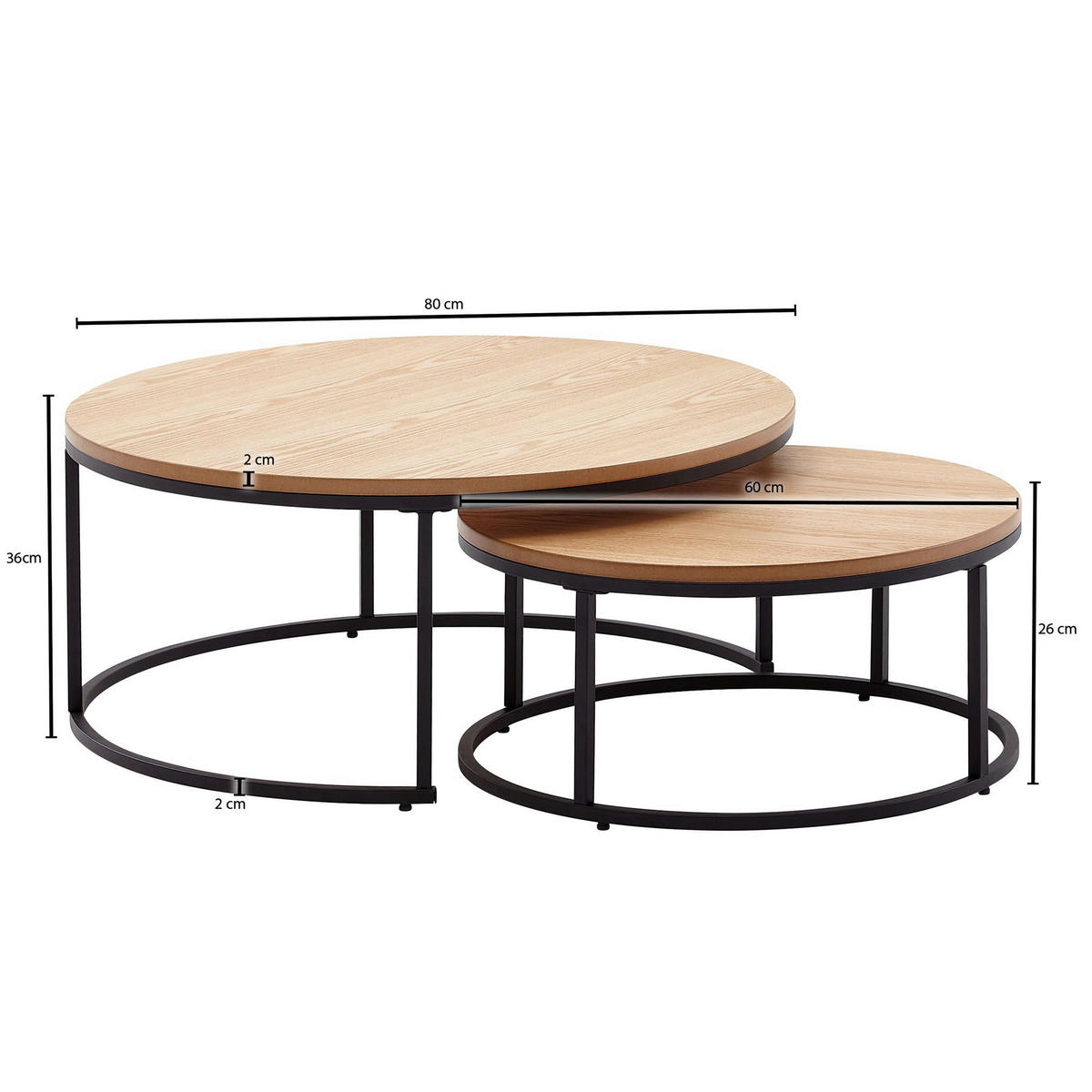 Couchtisch 2er-Set. braun B/H/T: ca. 80x36x80 cm 2er-Set. - braun (80,00/36,00/80,00cm) - Wohnling
