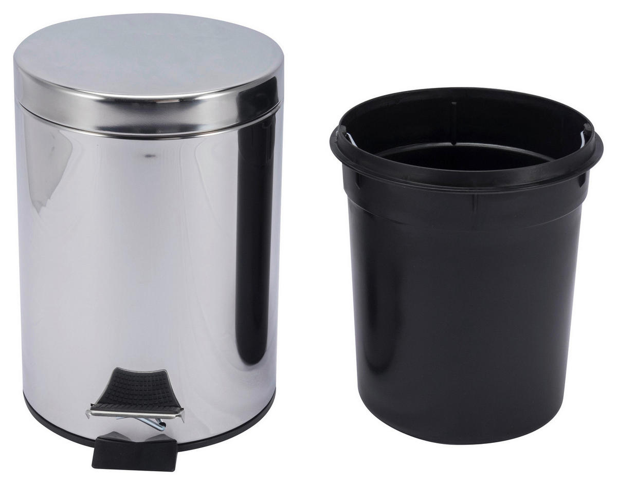 Treteimer Chrom Edelstahl H: ca. 24 cm ca. 3 l Treteimer 3l chrom - Chrom (24,00cm) - POCOline