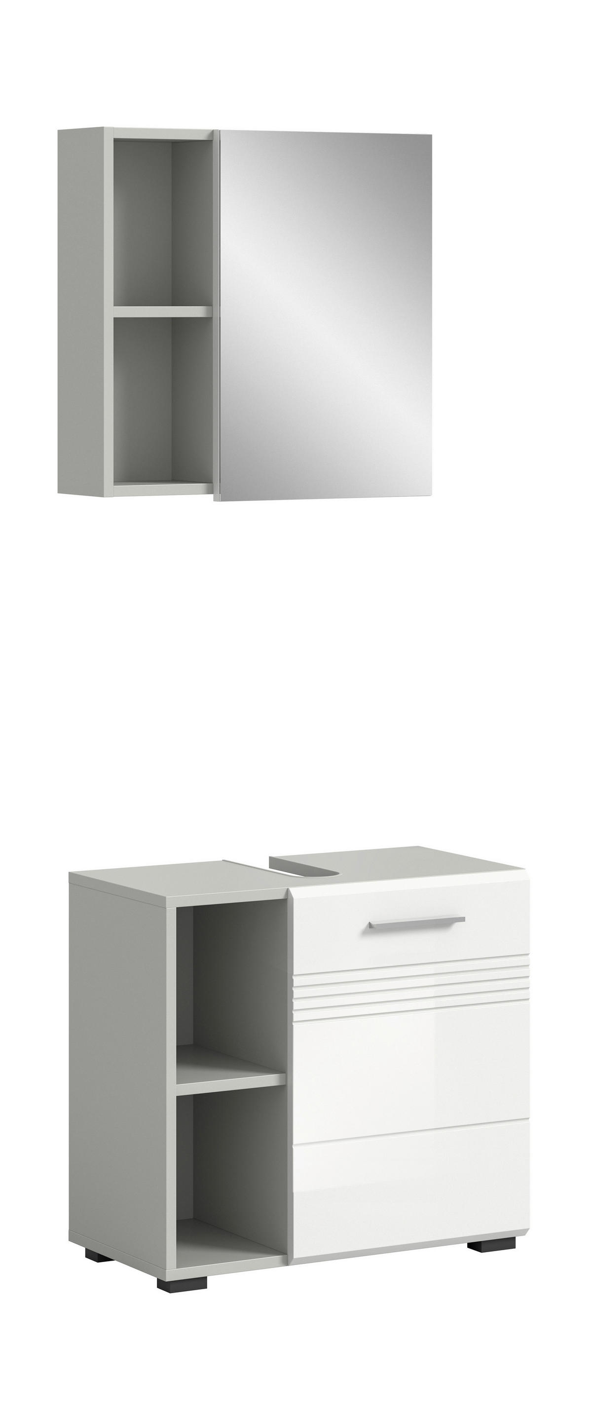 Badblock Copa hellgrau weiß Hochglanz B/H/T: ca. 60x190x32 cm Copa - hellgrau/weiß (60,00/190,00/32,00cm) - xonox.home