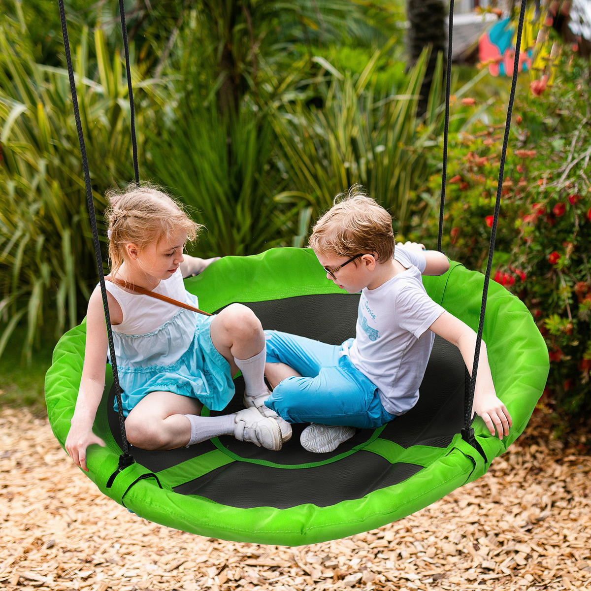 Outsunny Schaukel grün B/H/L: ca. 110x110x170 cm Kinderschaukel - grün (170,00/110,00/110,00cm) - Outsunny