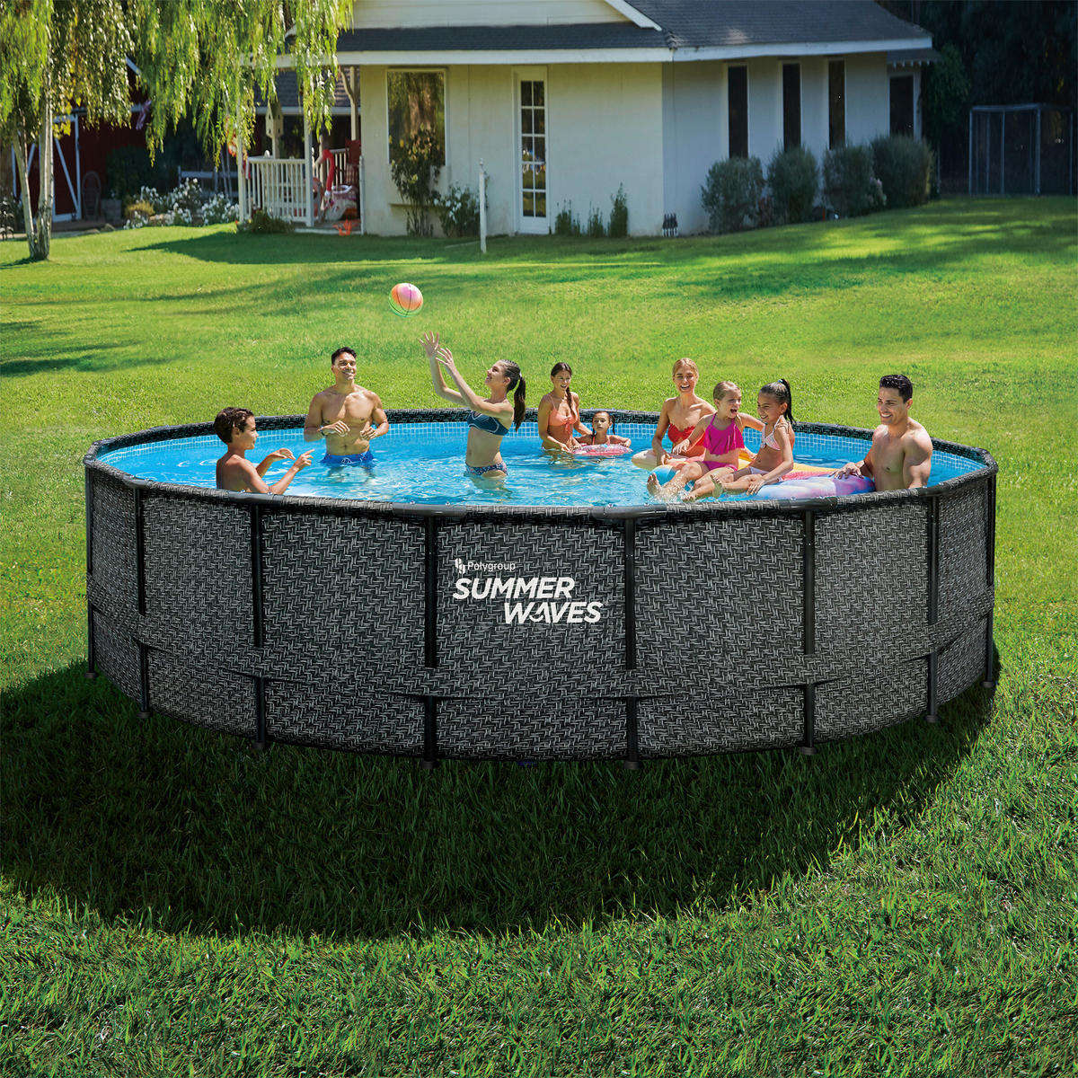 Summer Waves Poolset Elite H/D: ca. 132x549 cm Elite - grau (549,00/132,00cm) - Summer Waves