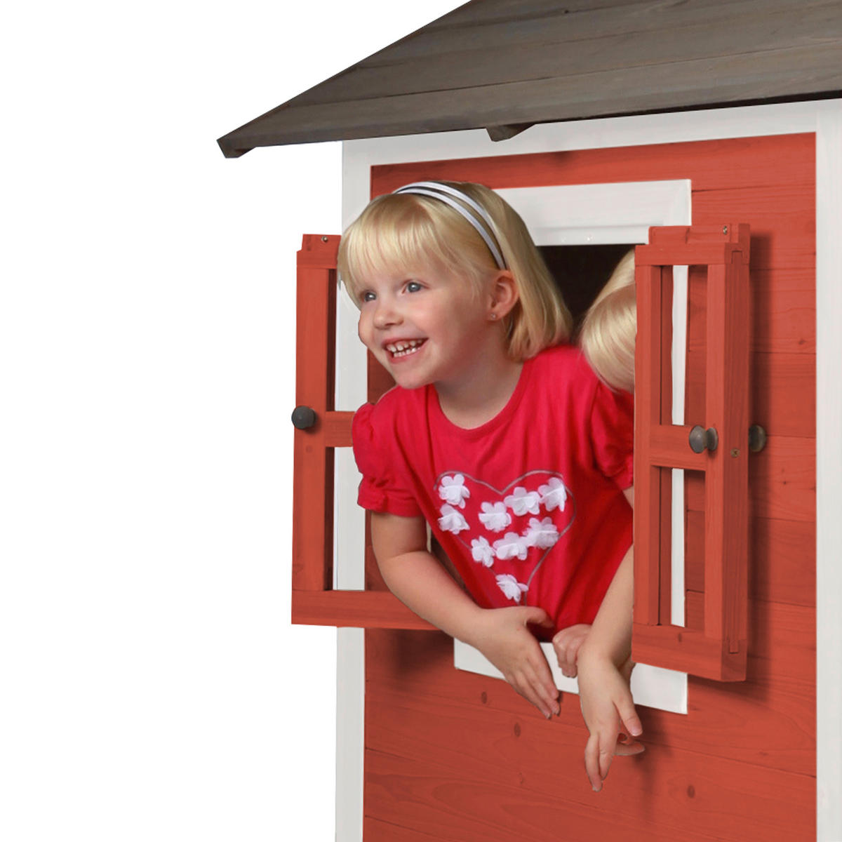 AXI Spielhaus Lodge XL rot B/H/L: ca. 240x189x167 cm Lodge XL - weiß/rot (167,00/240,00/189,00cm) - AXI