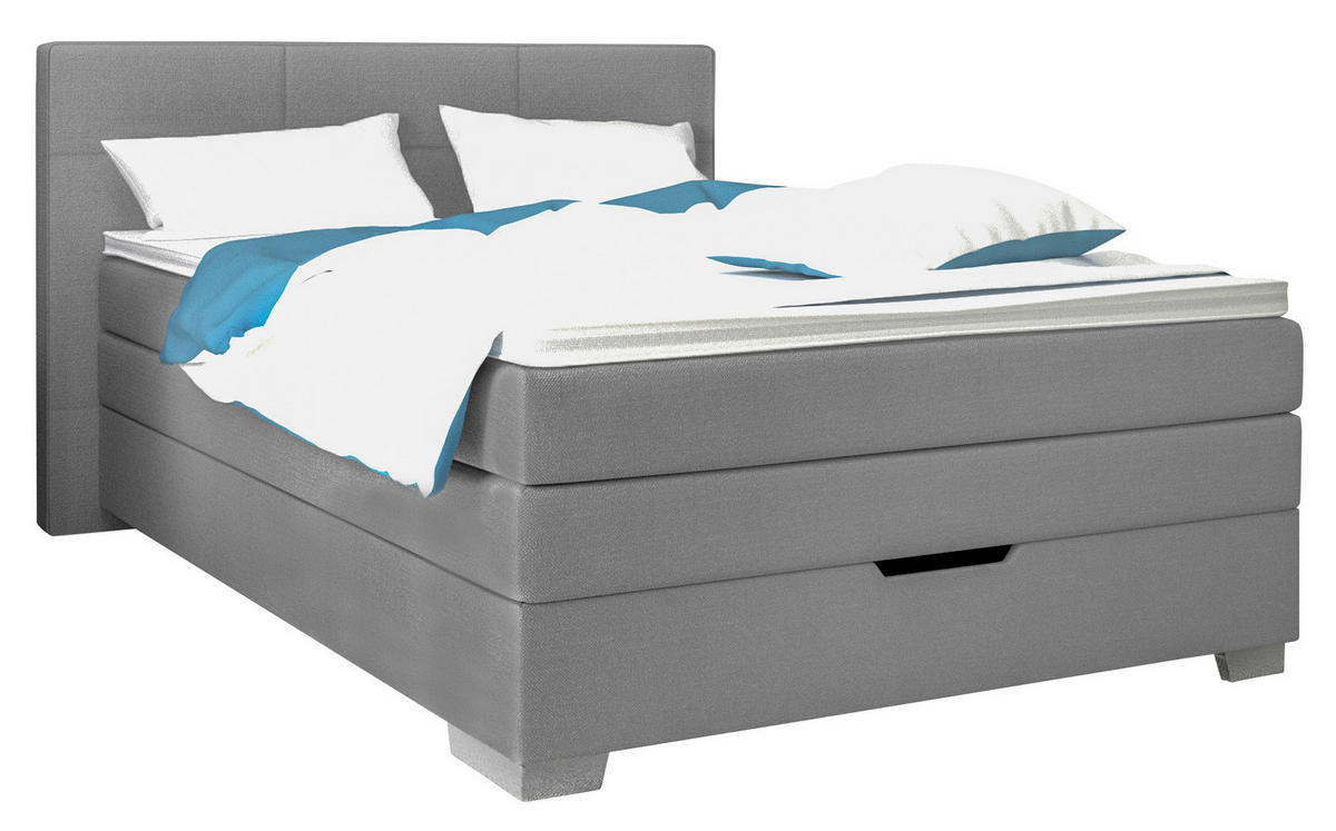 Boxspringbett Anika grau Liegefläche B/L: ca. 140x200 cm Anika - silber/grau (161,00/111,00/214,00cm)