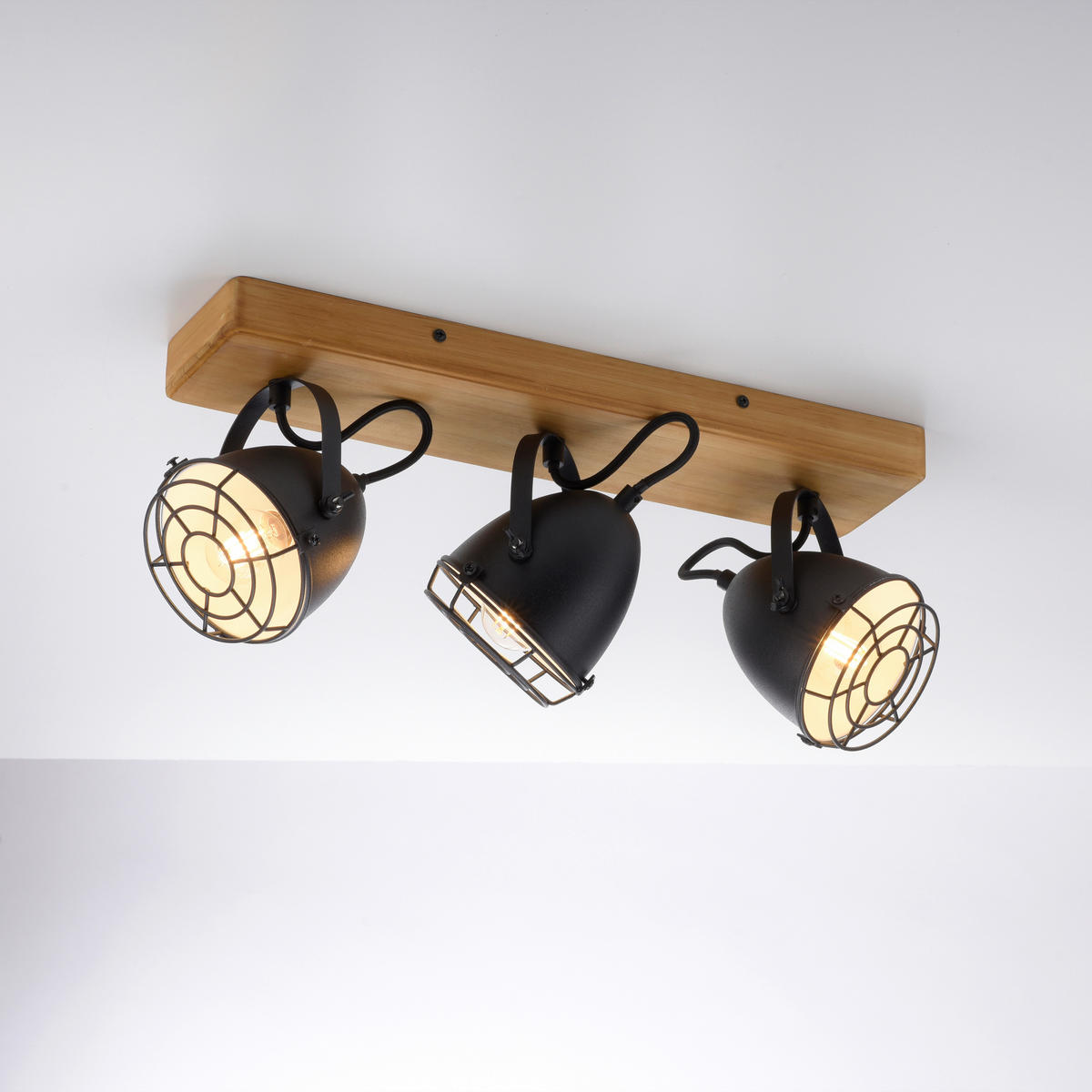 Just Light Spot-Balken BEETLE 15173-18 natur schwarz Holz Metall B/T: ca. 46x17 cm E14 3 Brennstellen BEETLE - natur/schwarz (46,00/17,00cm) - Just Light