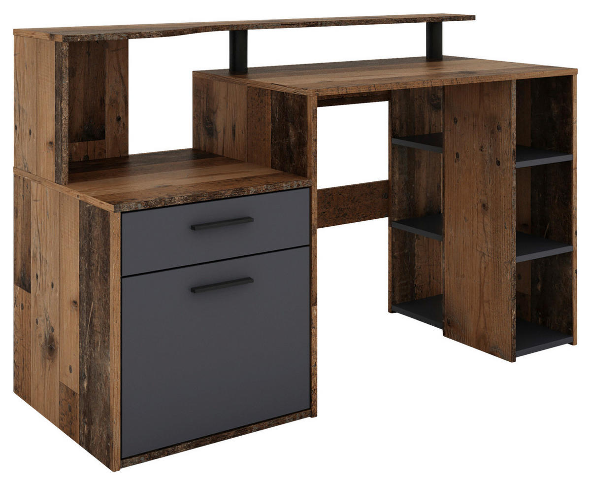 Schreibtisch LOUIS anthrazit B/H/T: ca. 140x89x55 cm LOUIS - anthrazit (140,00/89,00/55,00cm) - byLIVING