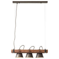 Brilliant Pendelleuchte 82173/46 schwarz Metall Holz B/H: ca. 70x115 cm E27 3 Brennstellen Plow - schwarz (70,00/115,00cm) - Brilliant