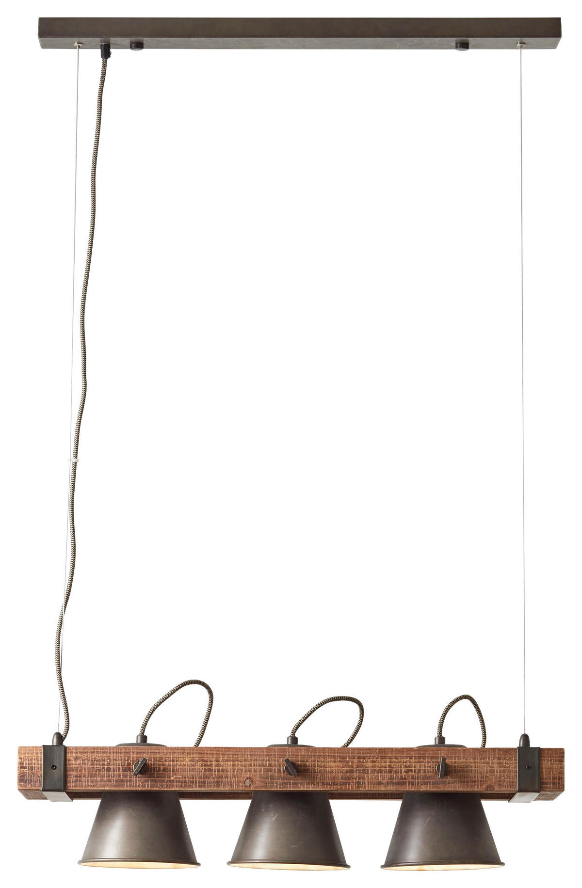 Brilliant Pendelleuchte 82173/46 schwarz Metall Holz B/H: ca. 70x115 cm E27 3 Brennstellen Plow - schwarz (70,00/115,00cm) - Brilliant