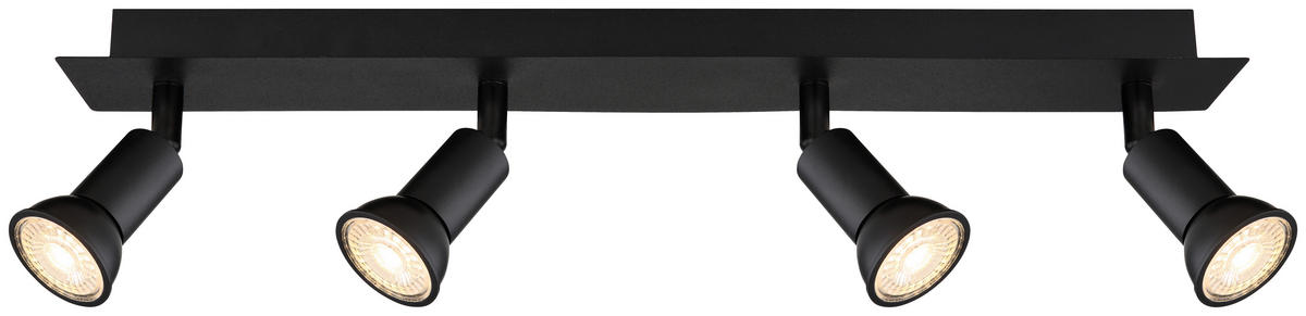 GLOBO Spotbalken 57998-4 schwarz Metall B/H/L: ca. 6x9x50 cm 4 Brennstellen DREW - schwarz (50,00/6,00/9,00cm) - GLOBO