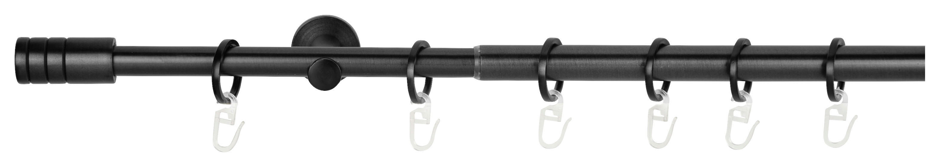 Gardinenstange schwarz Aluminium ausziehbar von ca. 120 bis 210 cm 1.0 Läufe Gardinenstange_Rillcube - schwarz