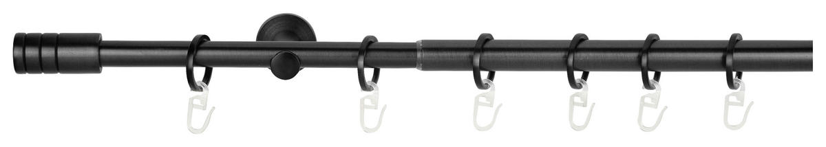 Gardinenstange schwarz Aluminium ausziehbar von ca. 120 bis 210 cm 1.0 Läufe Gardinenstange_Rillcube - schwarz