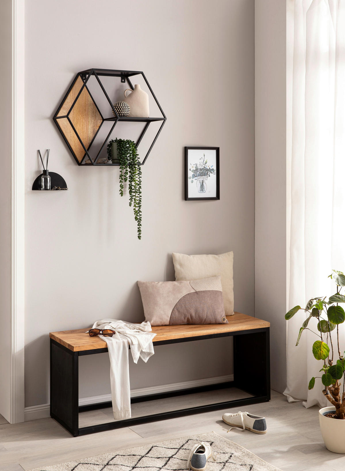 Wandregal schwarz B/H/T: ca. 60x52x20 cm Wandregal - schwarz (60,00/52,00/20,00cm) - Wohnling