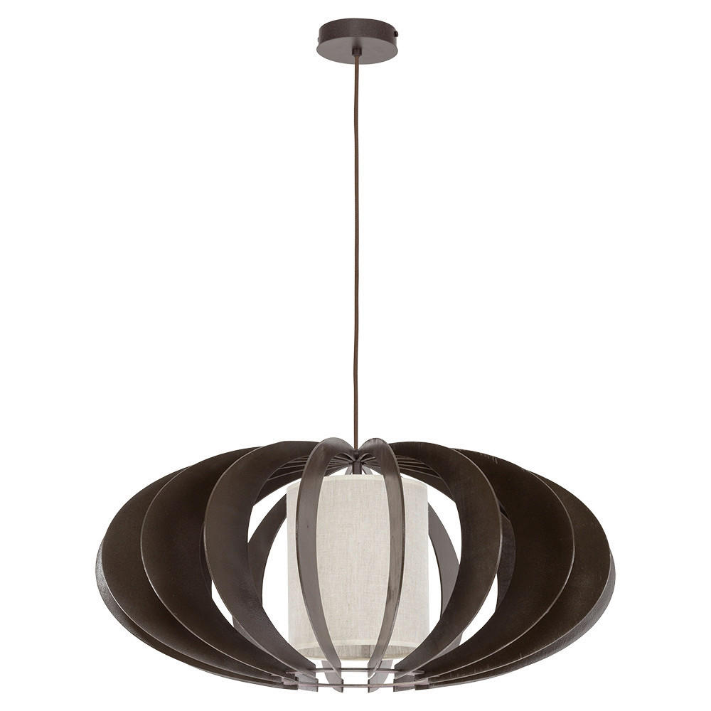 SPOT Light Pendelleuchte 1030151 dunkelbraun weiß Holz Stoff D: ca. 60 cm E27 1 Brennstellen Keiko - dunkelbraun/weiß (60,00cm) - SPOT Light
