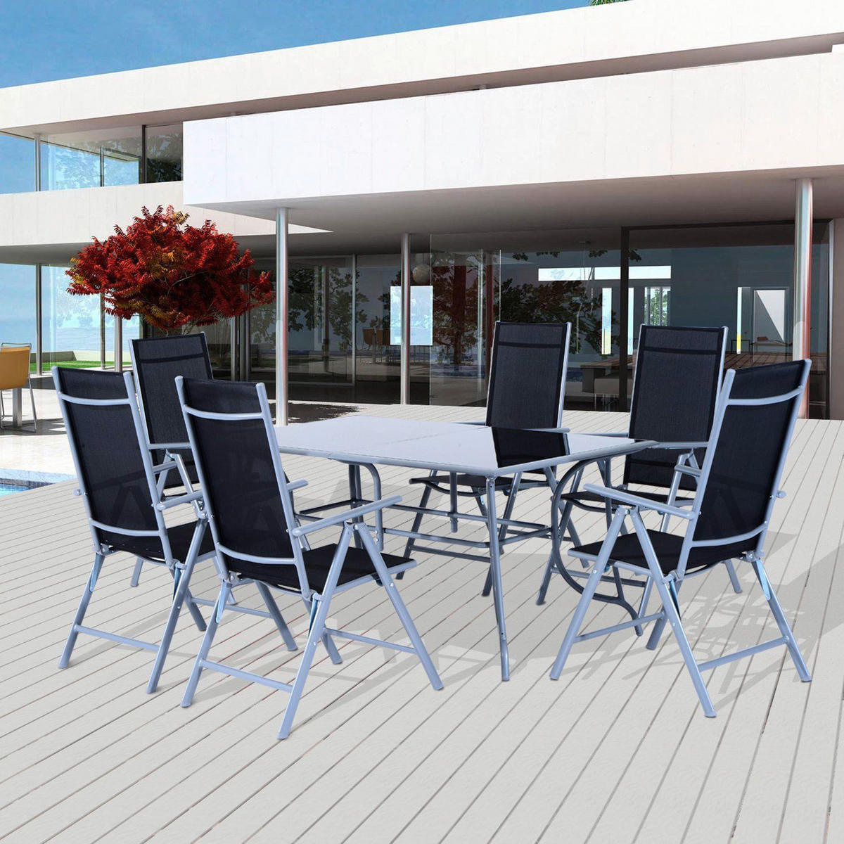 Outsunny Gartensitzgruppe schwarz Aluminium Gartensitzgruppe - schwarz/silber - Outsunny