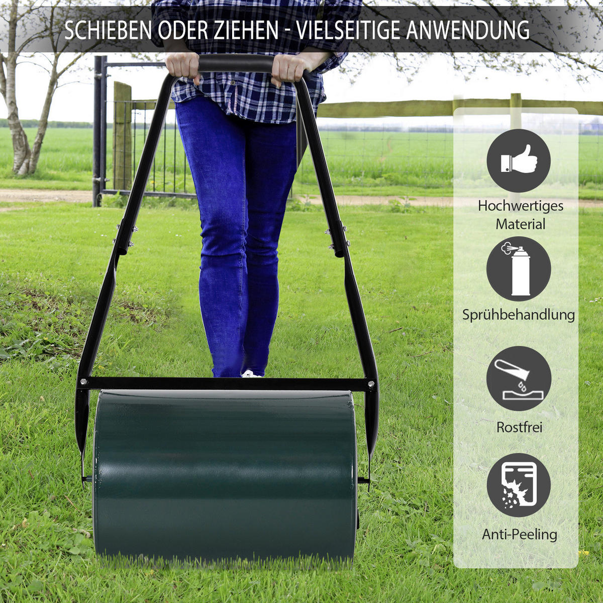 Outsunny Rasenwalze Rasenwalze 845-021 - dunkelgrau (102,00/50,00/30,00cm) - Outsunny