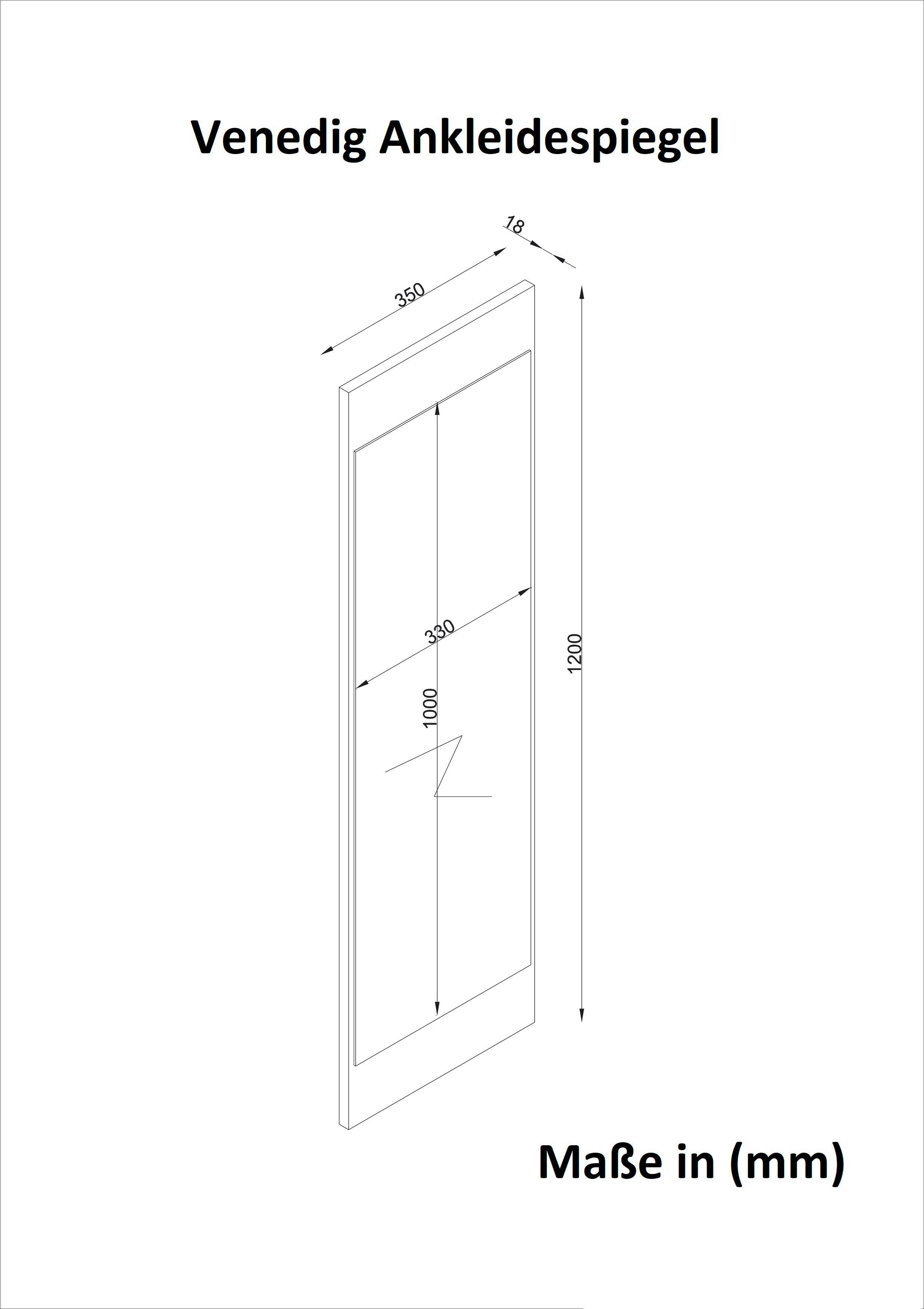 Thumbnail - moebel17 Wandspiegel Venedig weiß B/H/T: ca. 35x120x2 cm