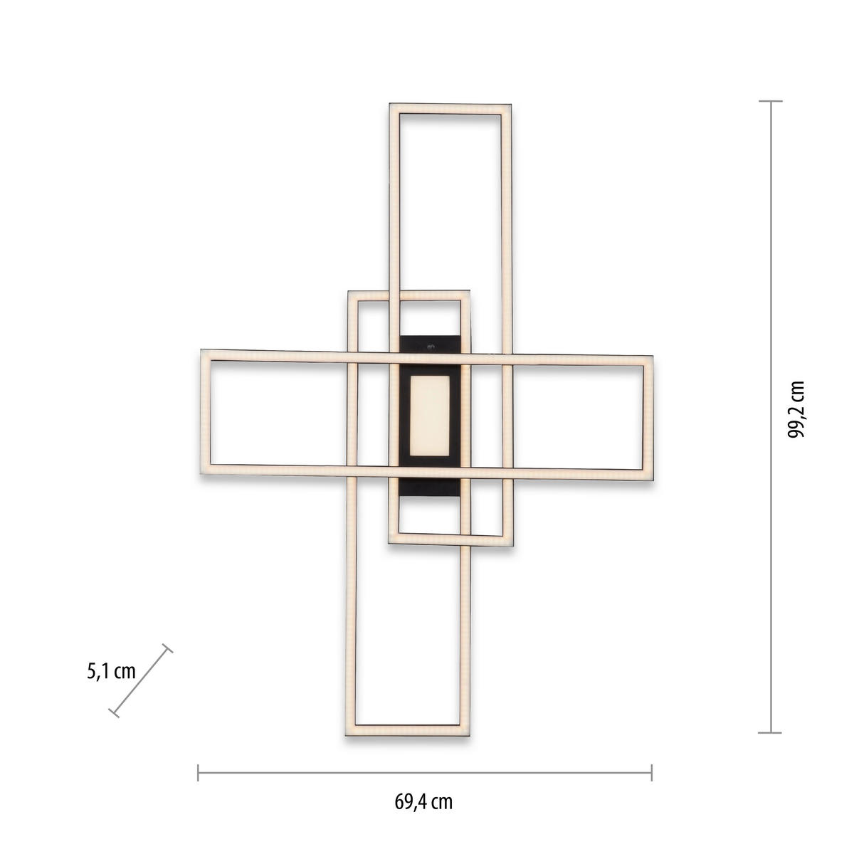 Just Light Deckenleuchte 14693-18 schwarz Aluminium B/H/T: ca. 99x5x69 cm LED-Deckenleuchte_Asmin - schwarz (99,00/5,00/69,00cm) - Just Light
