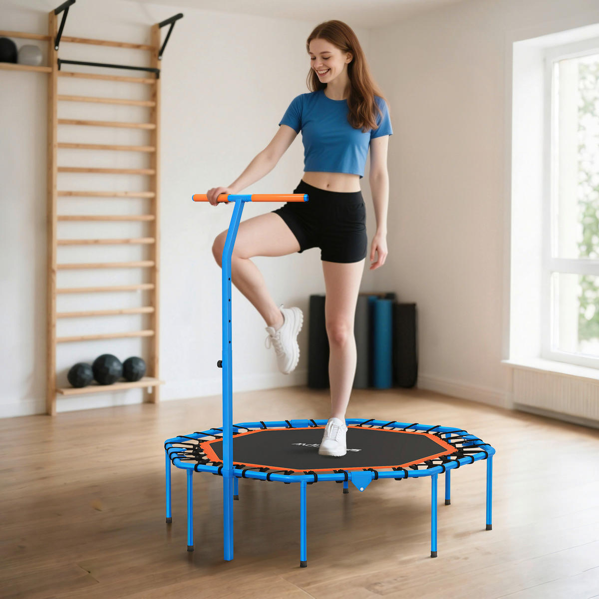 SPORTNOW Fitness Trampolin blau B/H/L: ca. 120x126x128 cm Fitness_Trampolin - blau/schwarz (128,00/120,00/126,00cm) - SPORTNOW