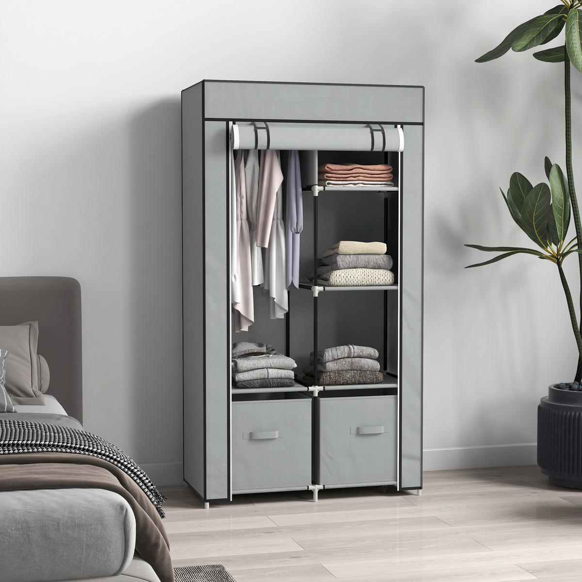 HOMCOM Kleiderschrank hellgrau Polypropylen B/H/L: ca. 42,5x83x162,5 cm Kleiderschrank - hellgrau (162,50/42,50/83,00cm) - HOMCOM