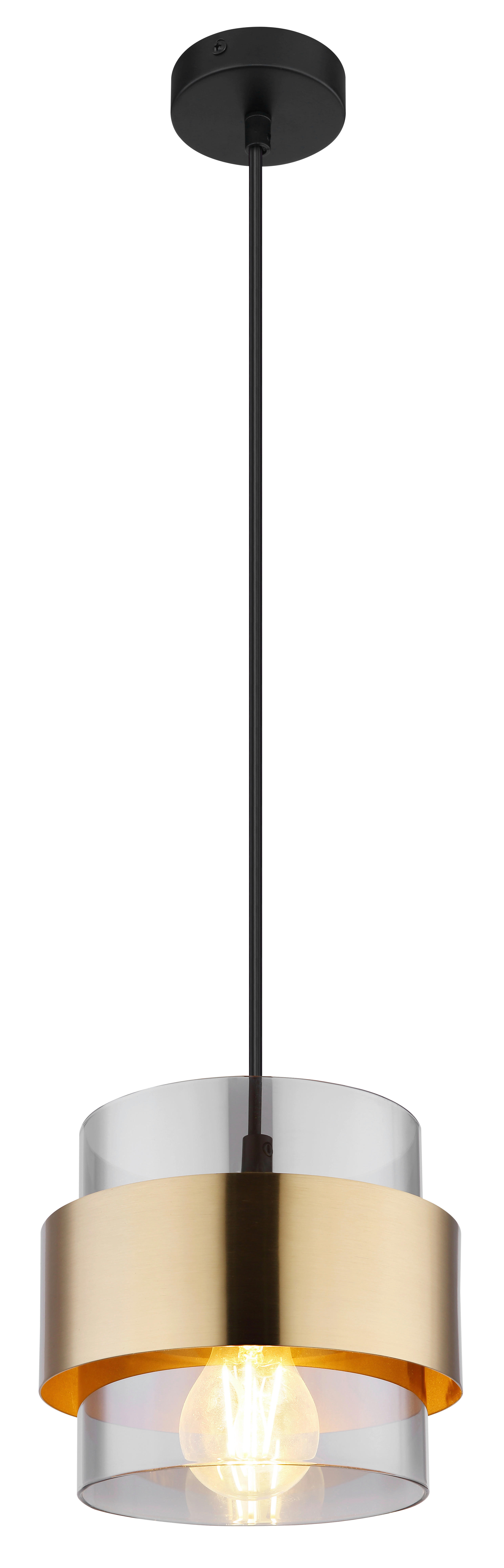 GLOBO Pendelleuchte messing schwarz Metall H/D: ca. 120x18 cm E27 1 Brennstellen MILLEY - messing/schwarz (18,00/120,00cm) - GLOBO