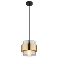 GLOBO Pendelleuchte messing schwarz Metall H/D: ca. 120x18 cm E27 1 Brennstellen MILLEY - messing/schwarz (18,00/120,00cm) - GLOBO