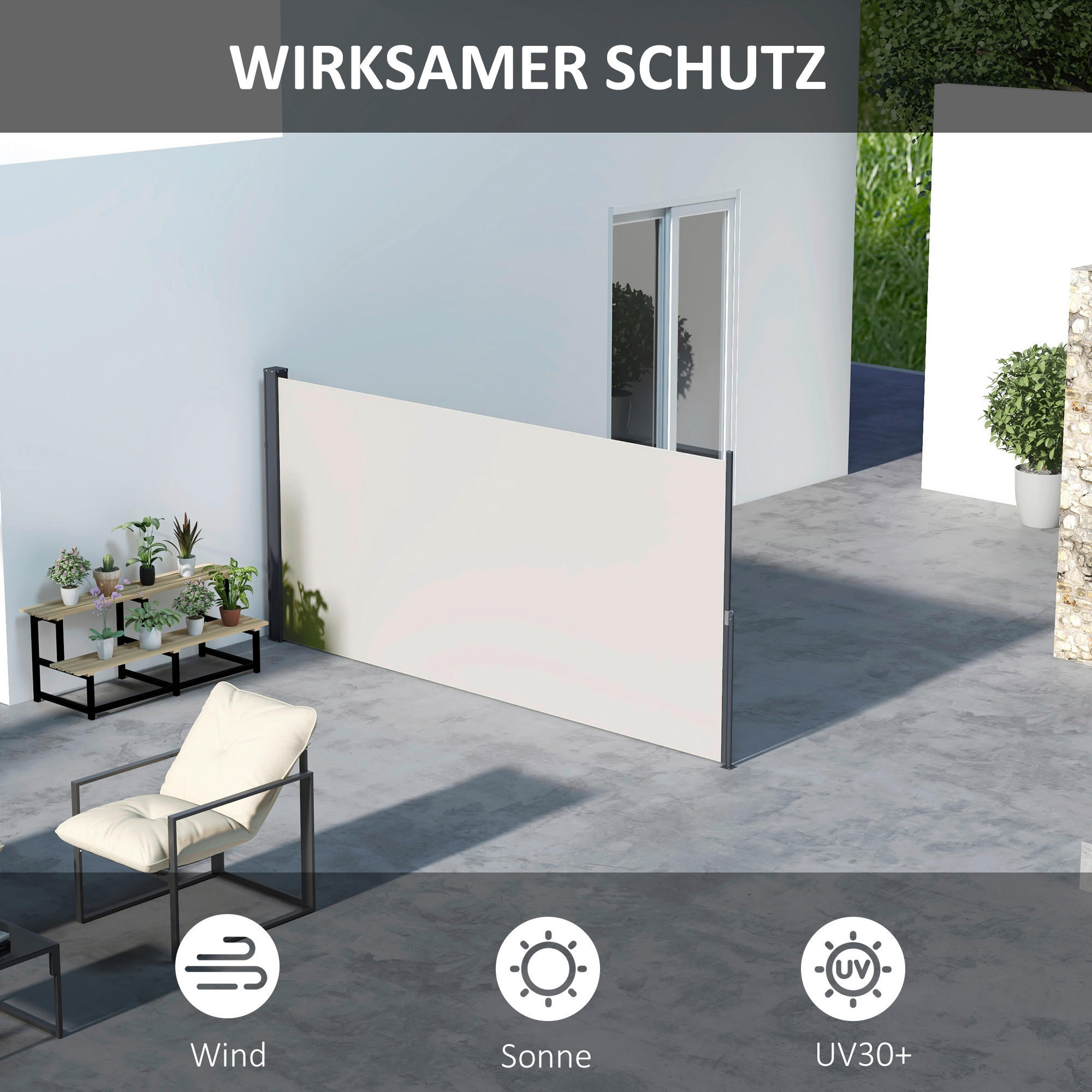 Outsunny Sichtschutz hellgrau Polypropylen B/H/L: ca. 3,5x300x140 cm Gartensichtschutz - hellgrau (140,00/3,50/300,00cm) - Outsunny