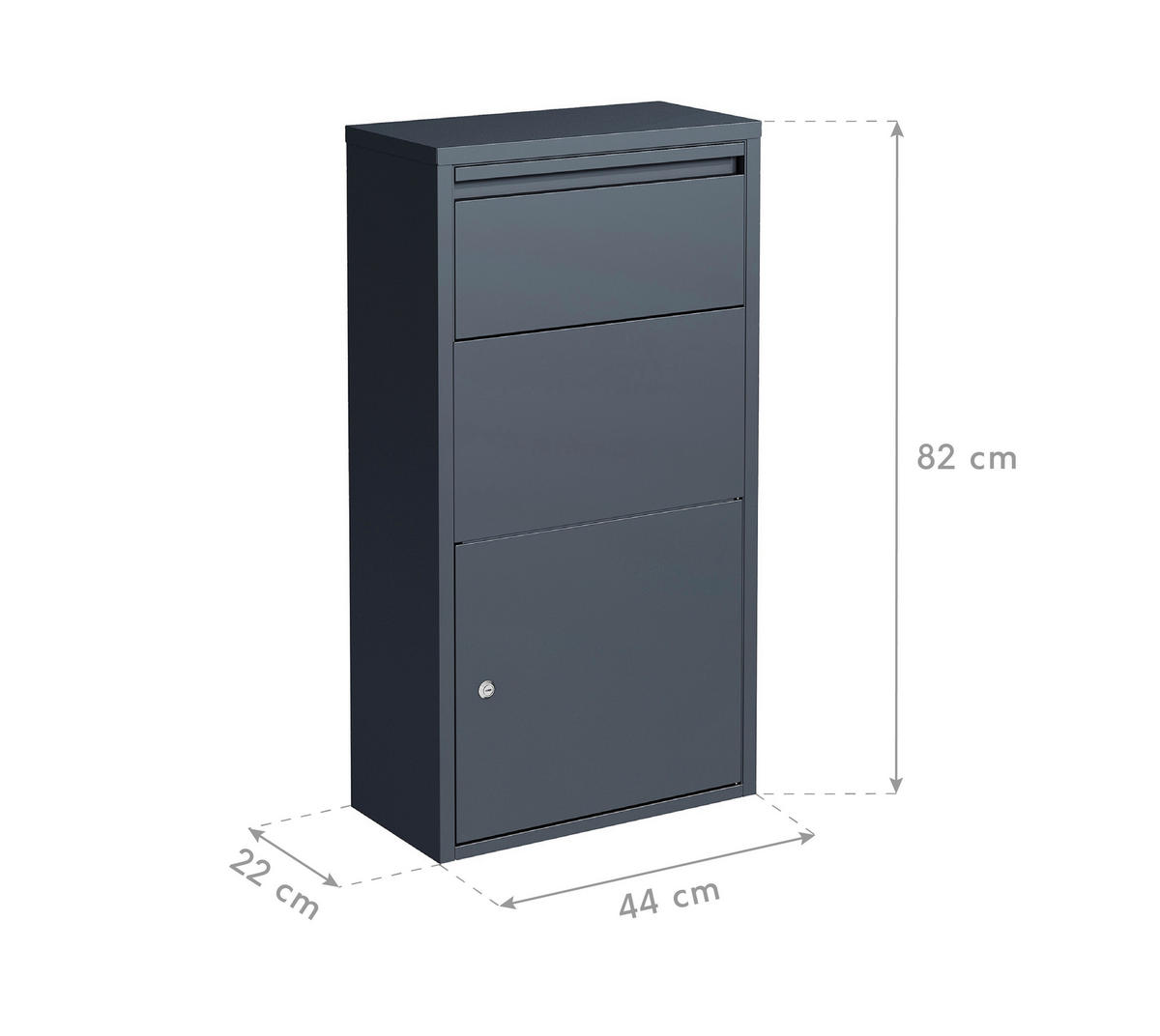 Westmann Briefkasten mit Paketbox Pollux anthrazit B/H/L: ca. 22x82x44 cm Pollux - anthrazit (44,00/22,00/82,00cm) - Westmann