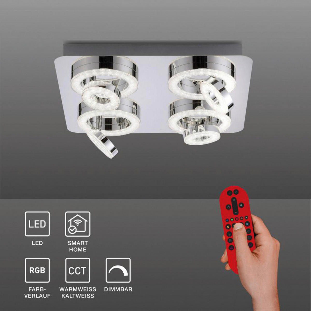 Just Light Smarte Deckenleuchte 14662-17 LED-Deckenleuchte_Tim - (40,00/15,00cm) - Just Light