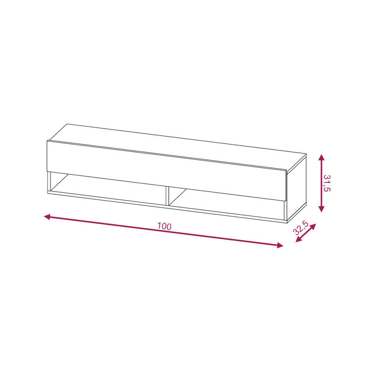 TV-Lowboard TV LOWBOARD DERBY 100 Eiche Wotan Nachbildung weiß glänzend B/H/T: ca. 100x32,5x31,5 cm TV LOWBOARD DERBY 100 - Eiche/weiß (100,00/32,50/31,50cm) - WIPMEB