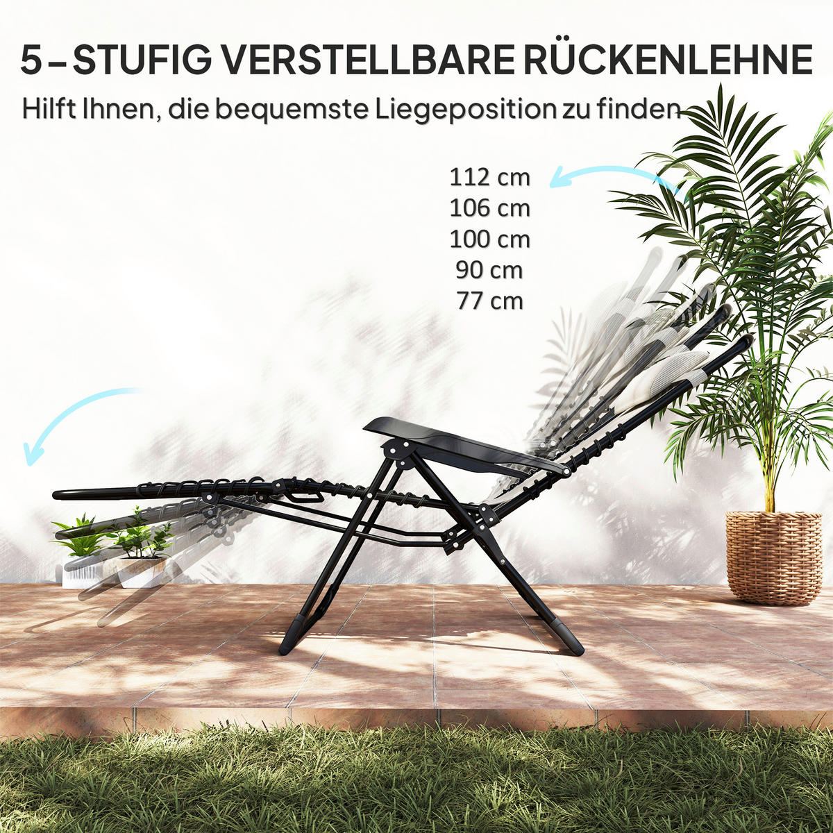 Outsunny Sonnenliege beige Netzstoff B/H/L: ca. 65x112x90 cm Sonnenliege - beige (90,00/65,00/112,00cm) - Outsunny