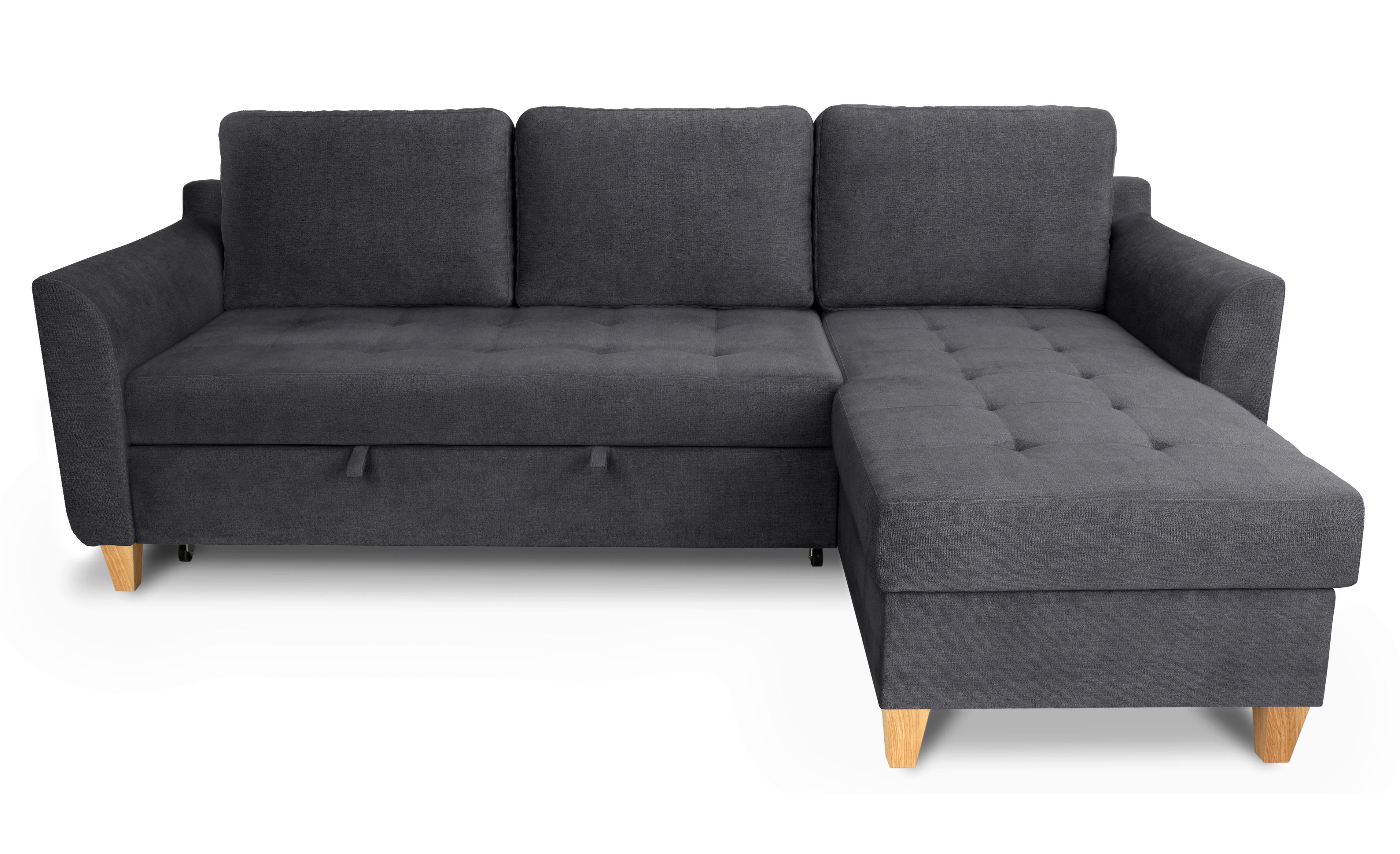 Thumbnail - Ecksofa mit Bettfunktion und Bettkasten dunkelgrau Microfaser B/H/T: ca. 231x86x150 cm