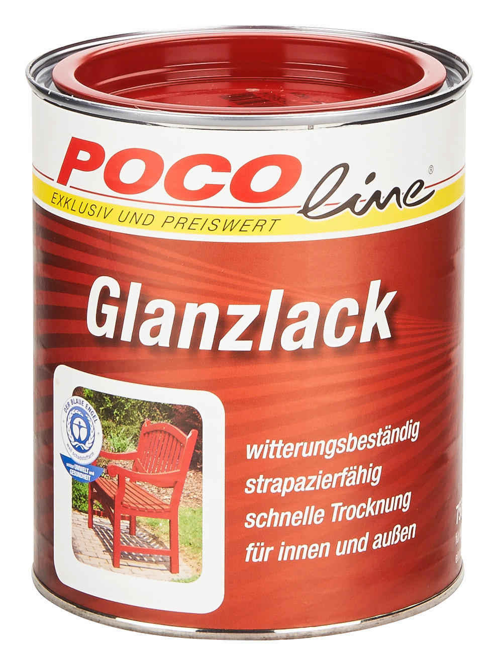 POCOline Acyl Buntlack feuerrot glänzend ca. 0,75 l Glanzlack_Acryl_2in1 750ml - feuerrot (750ml) - POCOline