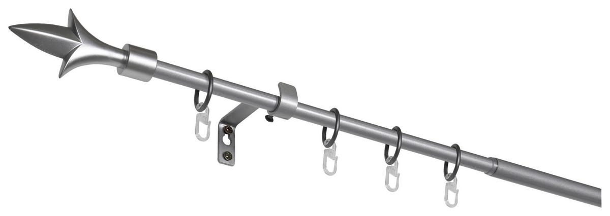 Gardinenstange silber Aluminium ausziehbar von ca. 130 bis 240 cm 1.0 Läufe Gardinenstange_Lance - silber