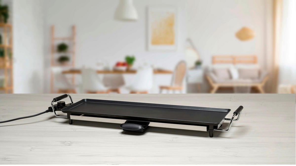 Alpina Elektro-Tischgrill schwarz Metall B/L: ca. 70x23 cm Grillplatte-Teppanyaki - schwarz (70,00/23,00cm) - Alpina