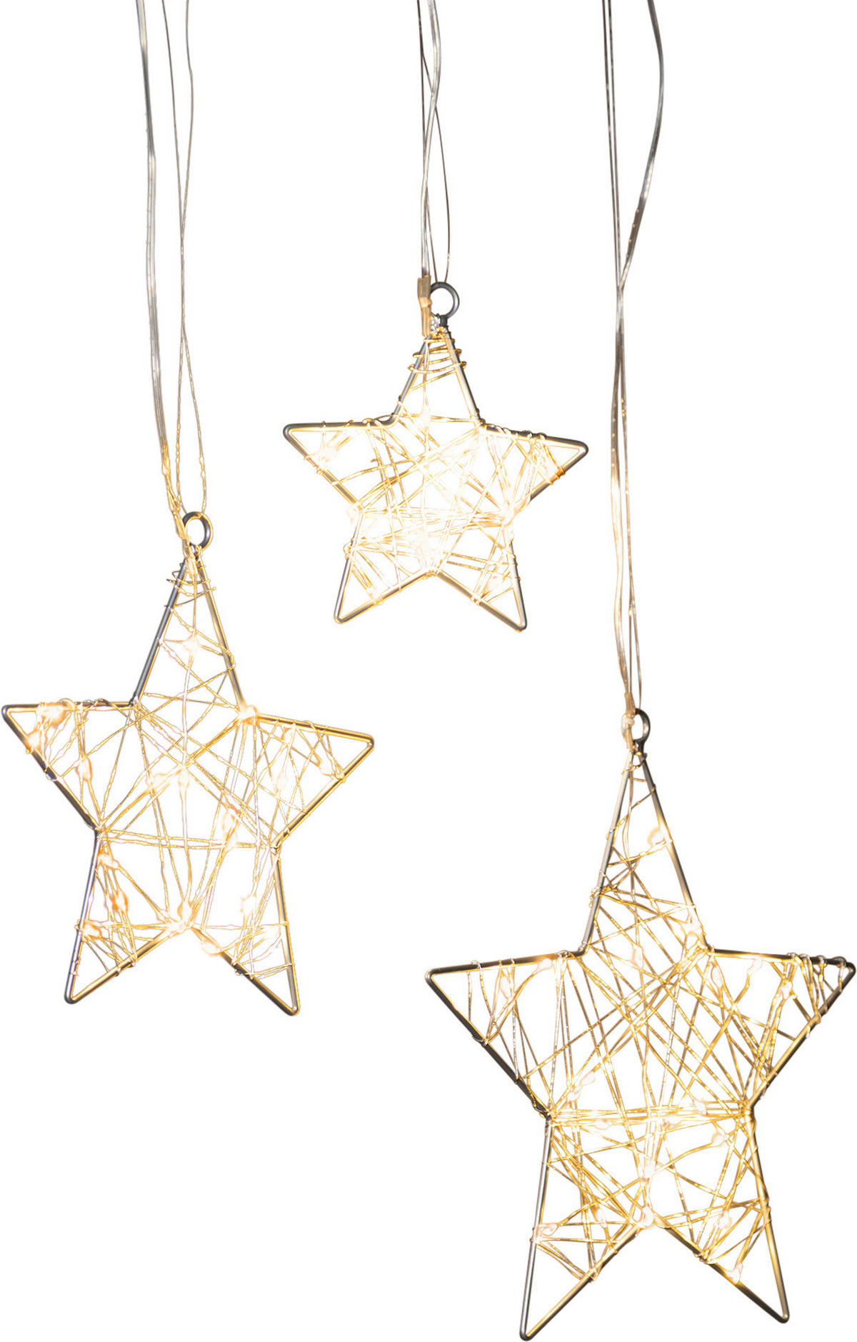 LED-Innenbeleuchtung warmweiß Metall LED-Stern_3tlg. - warmweiß