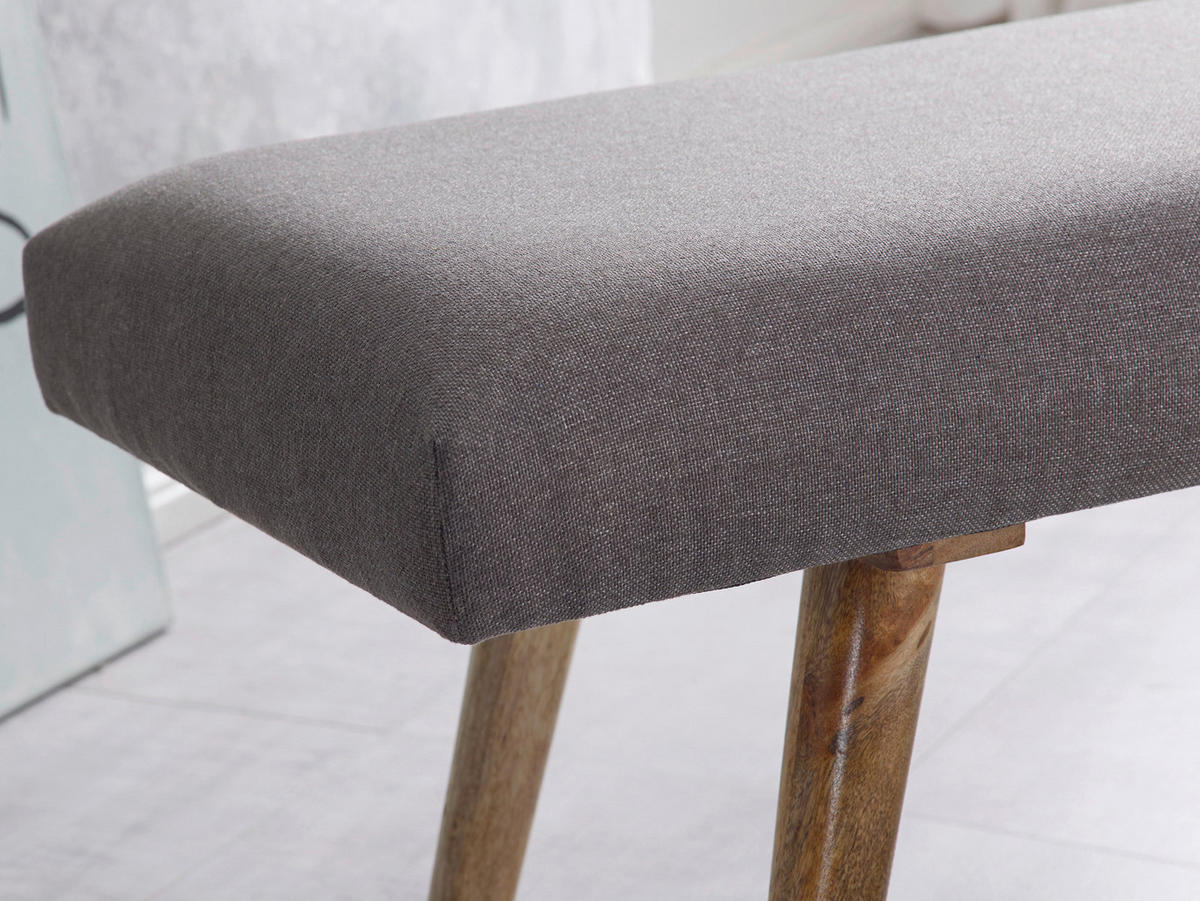 Wohnling Sitzbank grau natur Stoff Echtholz B/H/T: ca. 117x51x38 cm Sitzbank - natur/grau (117,00/51,00/38,00cm) - Wohnling