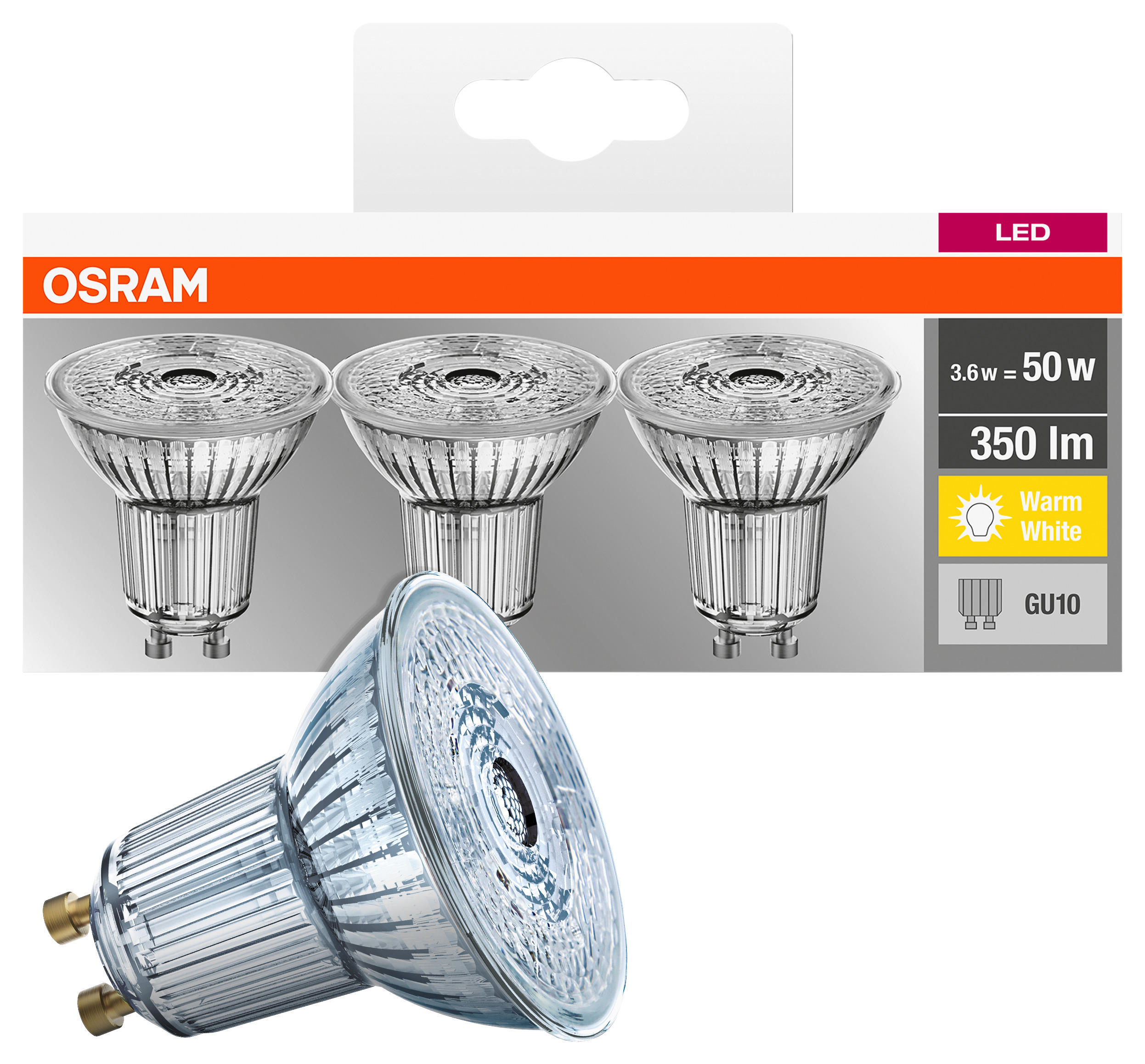 OSRAM Reflektorlampe AC2703 3er Pack GU10 LED-Reflektorlampe_GU10_3erPack - klar (5,00/5,20cm)