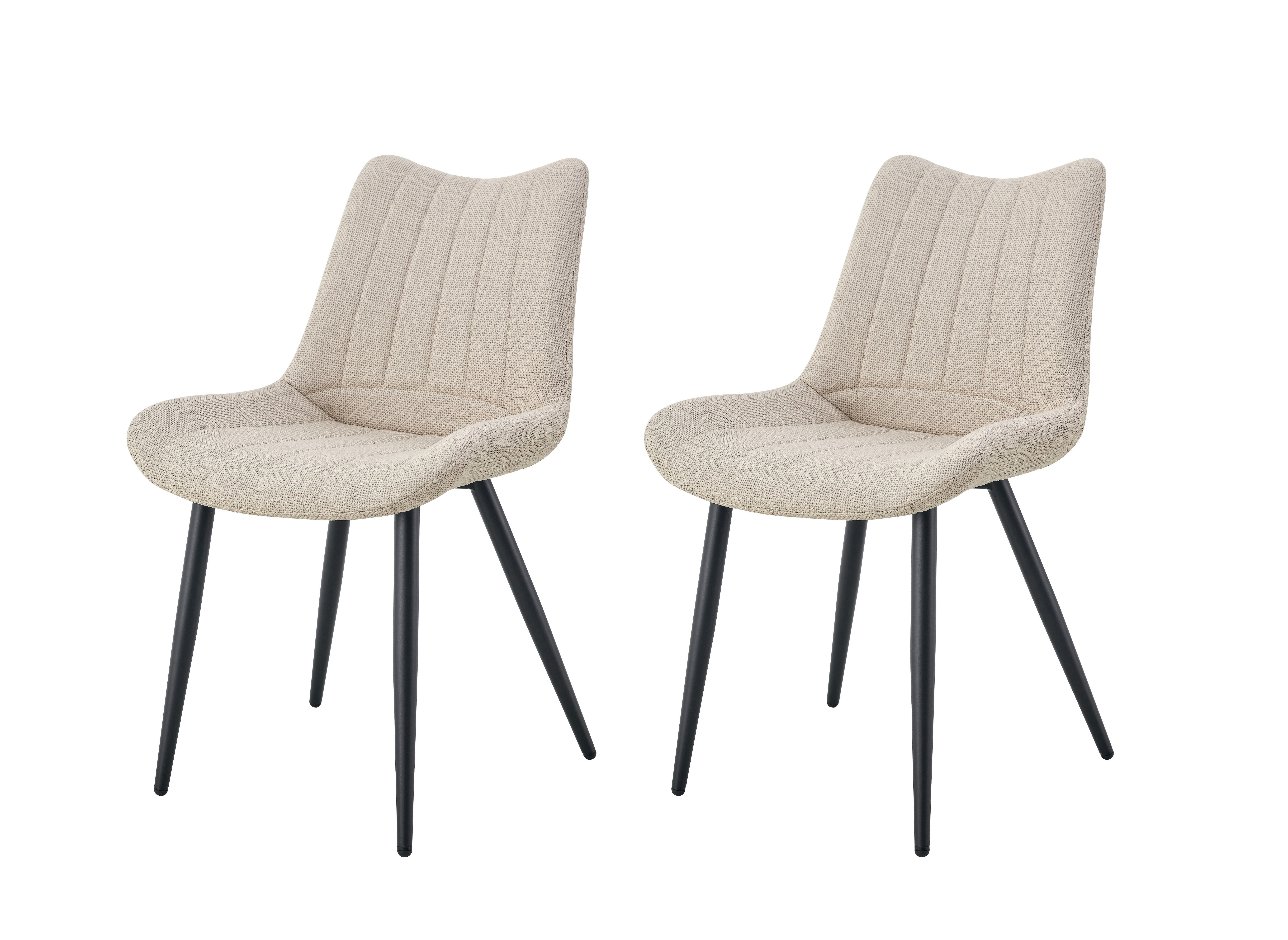 Stuhl LOTTA, 2er Set creme schwarz Webstoff B/H/T: ca. 53x86x59 cm LOTTA, 2er Set - creme/schwarz (53,00/86,00/59,00cm) - xonox.home