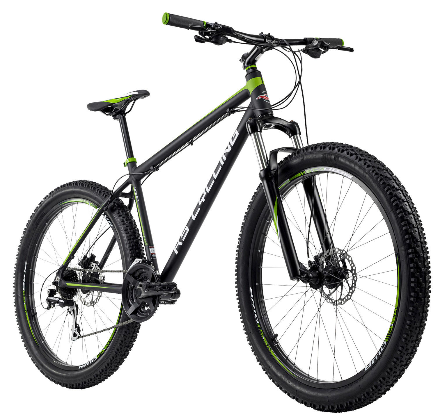 KS-Cycling Mountain-Bike Xceed 27,5" Xceed 27,5 Zoll Rahmenhöhe 46 cm 24 Gänge schwarz schwarz ca. 27,5 Zoll Xceed - schwarz/grün - KS-Cycling