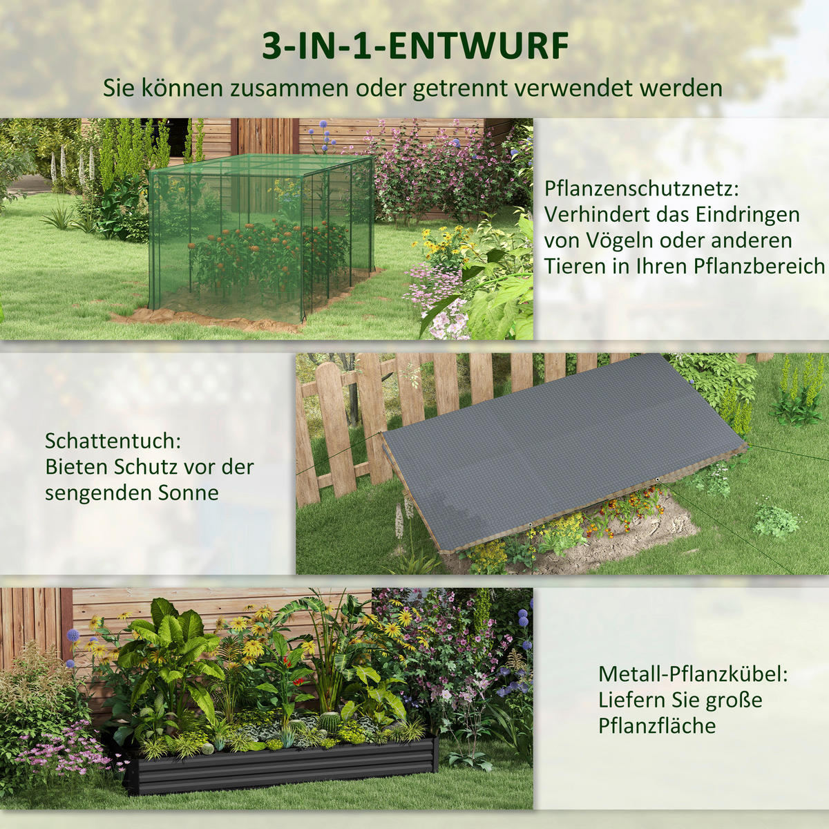 Outsunny Hochbeet dunkelgrau Edelstahl B/H/L: ca. 110x230x110 cm Hochbeet - dunkelgrau (110,00/110,00/230,00cm) - Outsunny