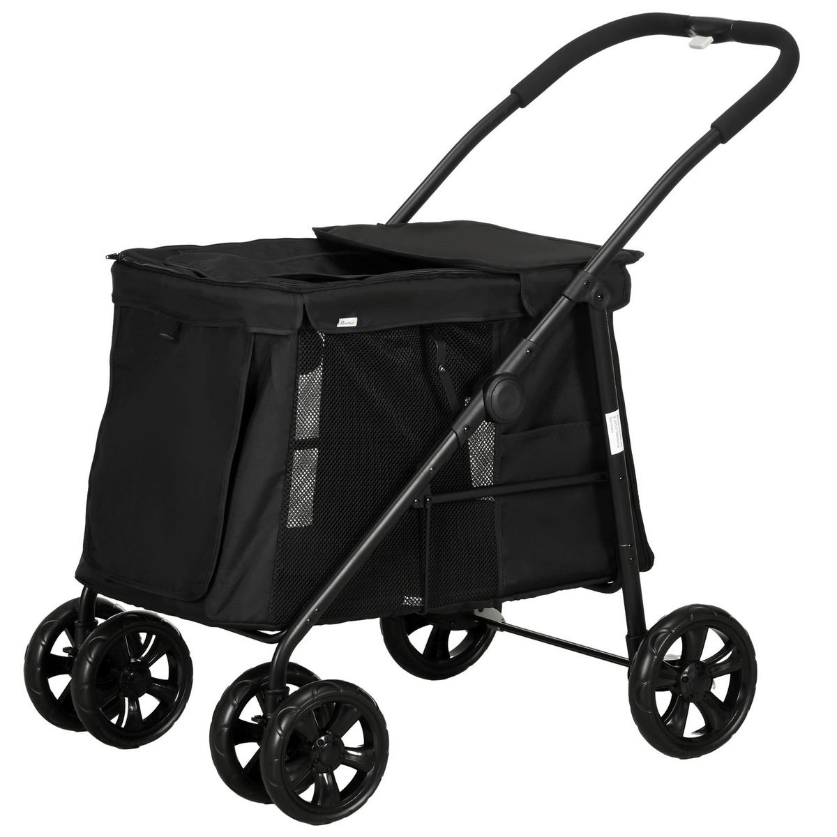 PawHut Hunde-Zubehör schwarz Edelstahl B/H/L: ca. 62x102x105 cm Hundewagen - schwarz (105,00/62,00/102,00cm) - PawHut