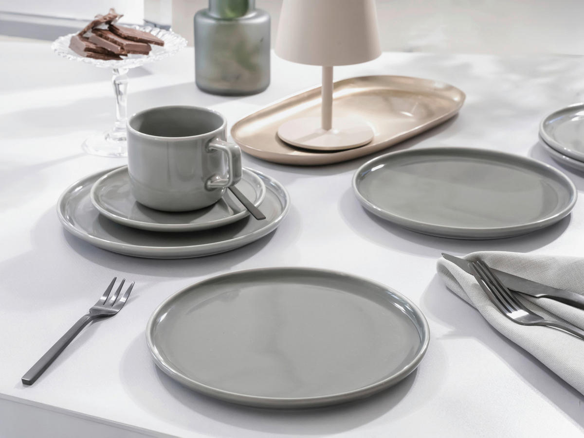CreaTable Kaffeeservice Chef Collection grau Porzellan 18 tlg. Chef Collection - grau - CreaTable