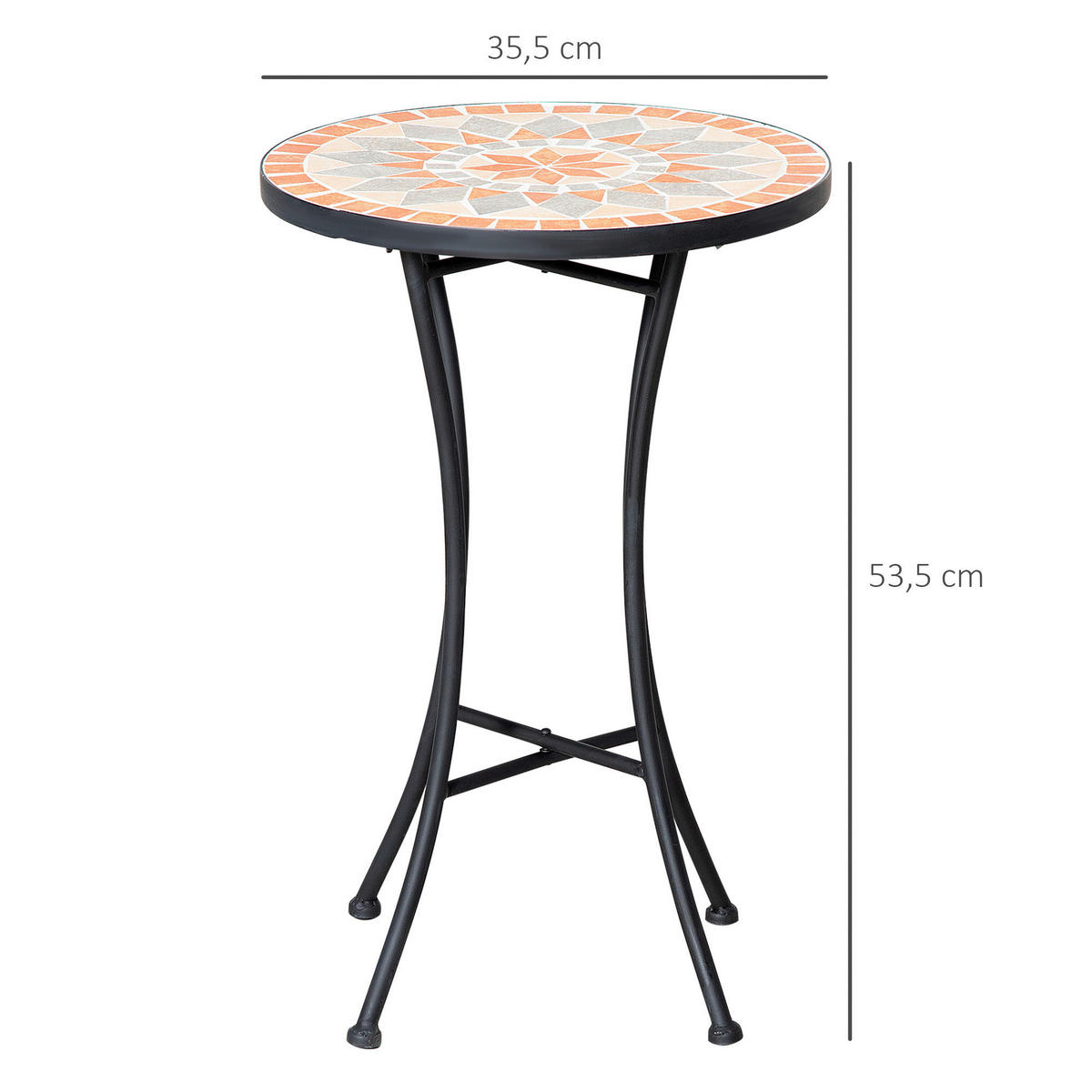 Outsunny Gartentisch schwarz Keramik H/D: ca. 54x36 cm Gartentisch - gelb/schwarz (36,00/54,00cm) - Outsunny