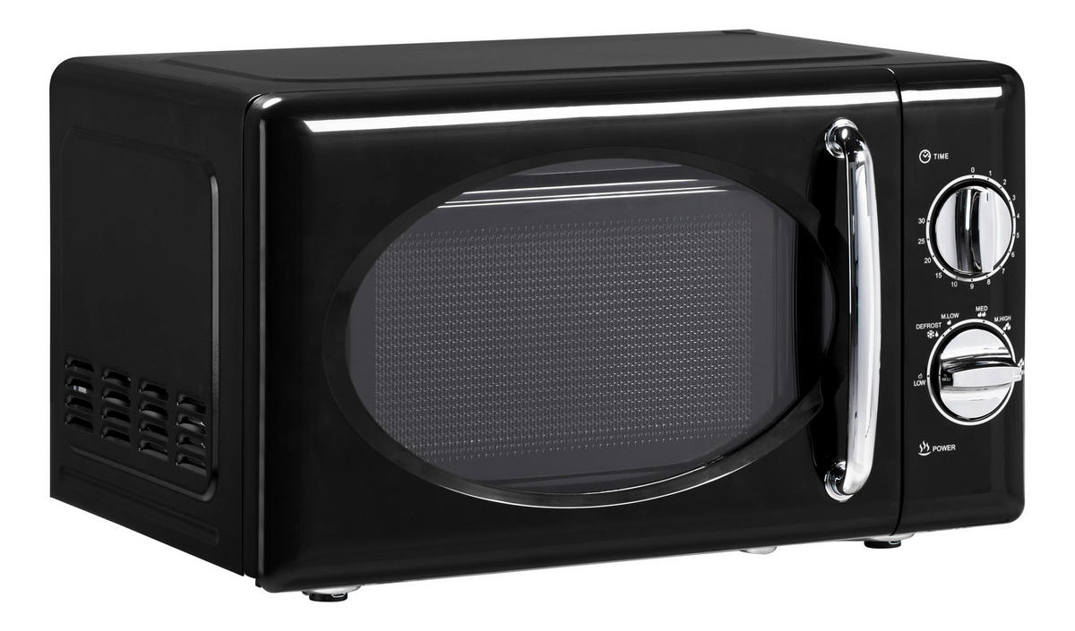 Wolkenstein WMW720 B schwarz RETRO Mikrowelle 700Watt 20l