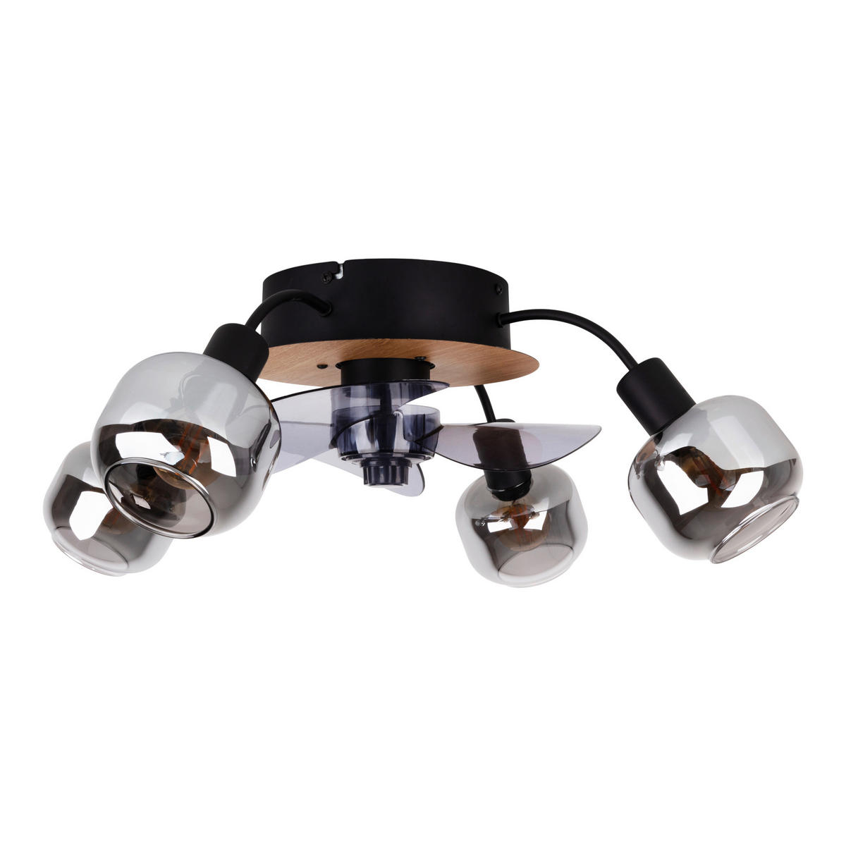Näve Leuchten Deckenventilator schwarz Metall Glas Kunststoff B/H/T/D: ca. 48x21x48x48 cm E14 4 Brennstellen FUMOSO - schwarz (48,00/21,00/48,00cm) - Näve Leuchten