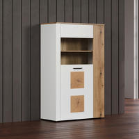Vitrine Vitoria weiß Eiche Evoke Coast Nachbildung B/H/T: ca. 90x146x42 cm Vitoria - Eiche/weiß (90,00/146,00/42,00cm)