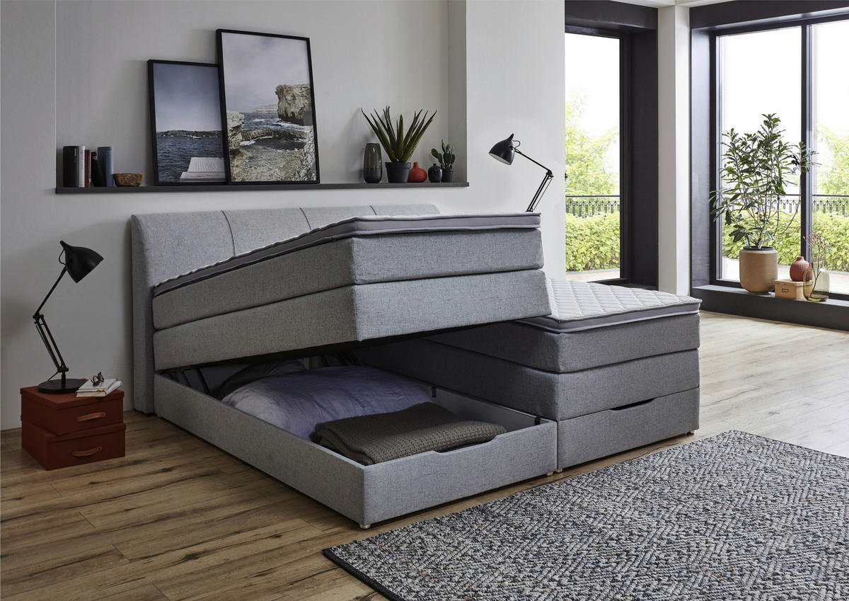Boxspringbett Fire Silbergrau Liegefläche B/L: ca. 200x200 cm Fire - Silbergrau (208,00/106,00/216,00cm)