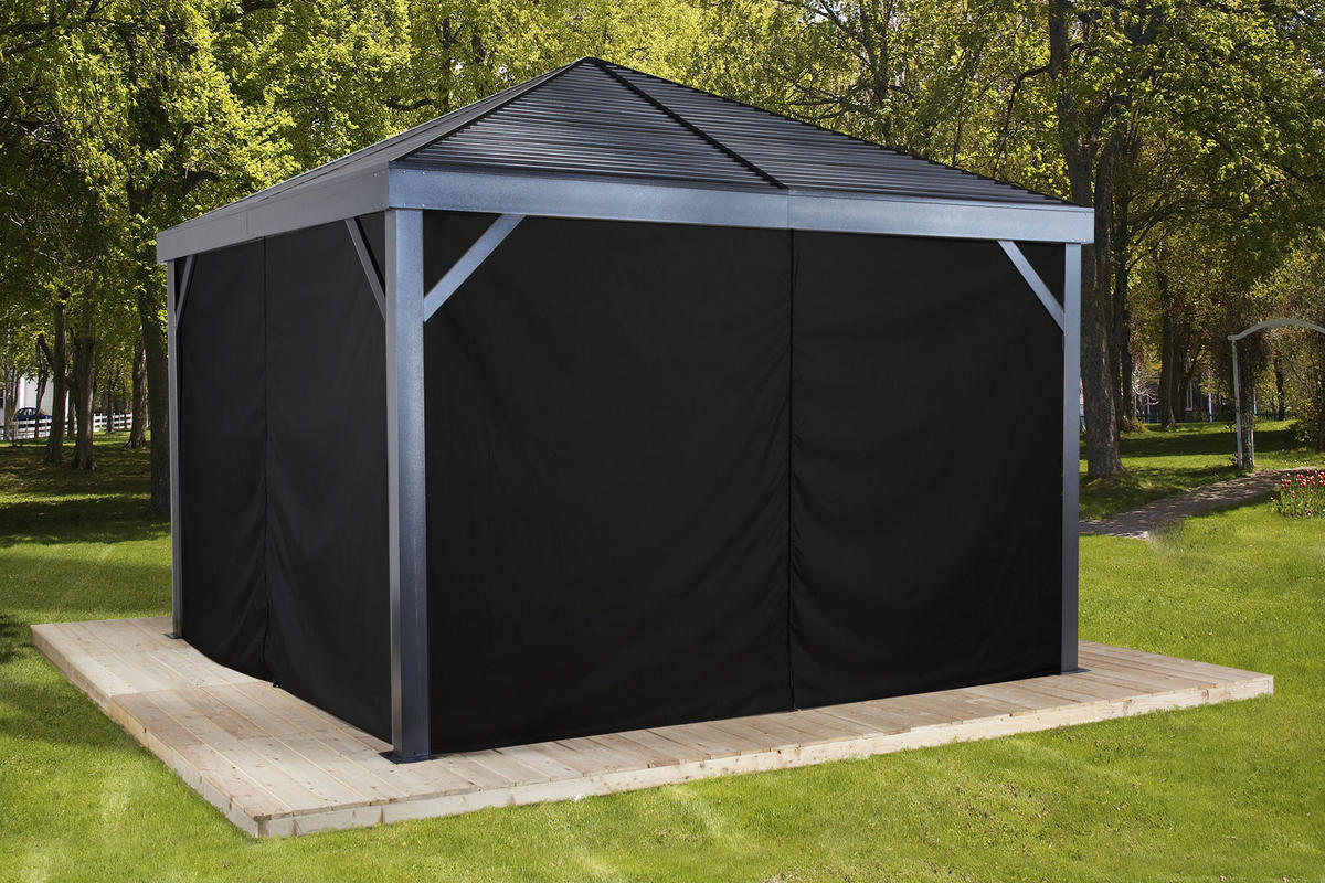 Sojag Pavillon-Vorhang-Set South Beach & Valencia schwarz Polyester South Beach & Valencia - schwarz - Sojag