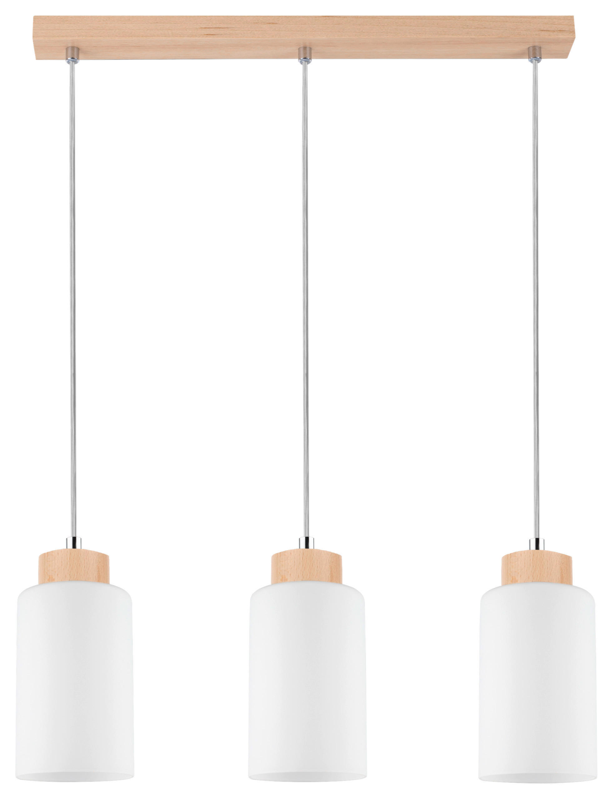 SPOT Light Pendelleuchte 1720360 Bosco weiß transparent birke Glas Holz B/H/L: ca. 9,5x110x52 cm E27 3 Brennstellen Bosco - weiß/birke (52,00/9,50/110,00cm) - SPOT Light