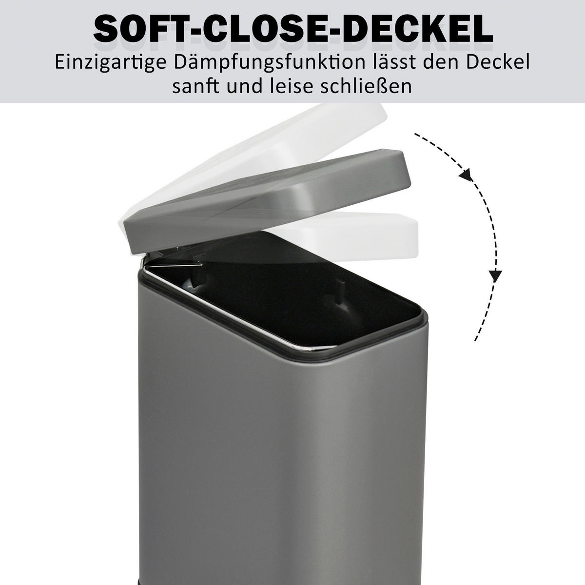 HOMCOM Mülleimer grau B/H/L: ca. 14x29,2x32 cm Mülleimer - grau (32,00/14,00/29,20cm) - HOMCOM