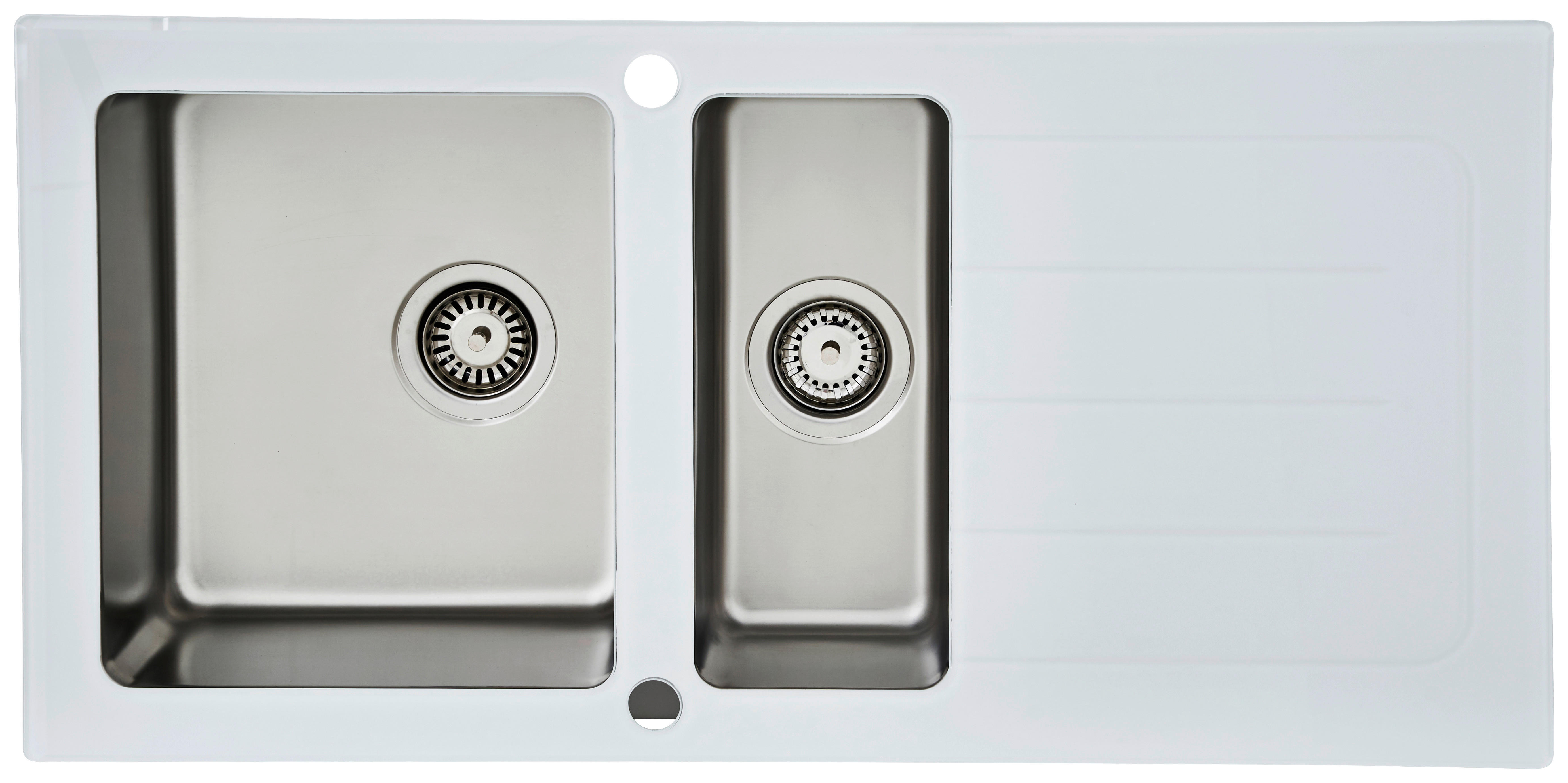 Respekta Einbauspüle New York 100 x 50 W weiß Glas Edelstahl B/H/T: ca. 100x21x50 cm New York 100 x 50 W - weiß (100,00/21,00/50,00cm) - Respekta